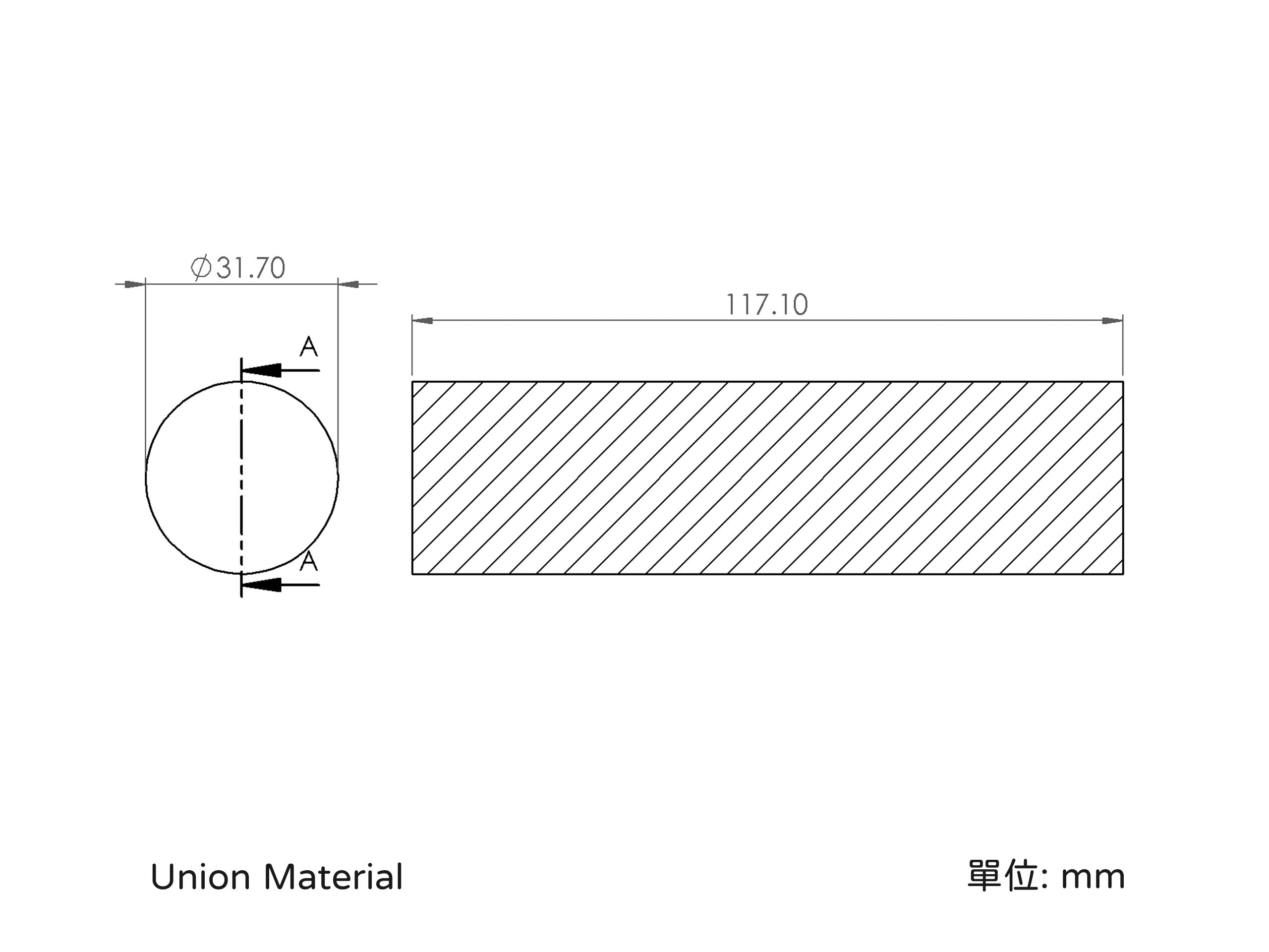 Dimensions - Self-lubricating bar - Type I