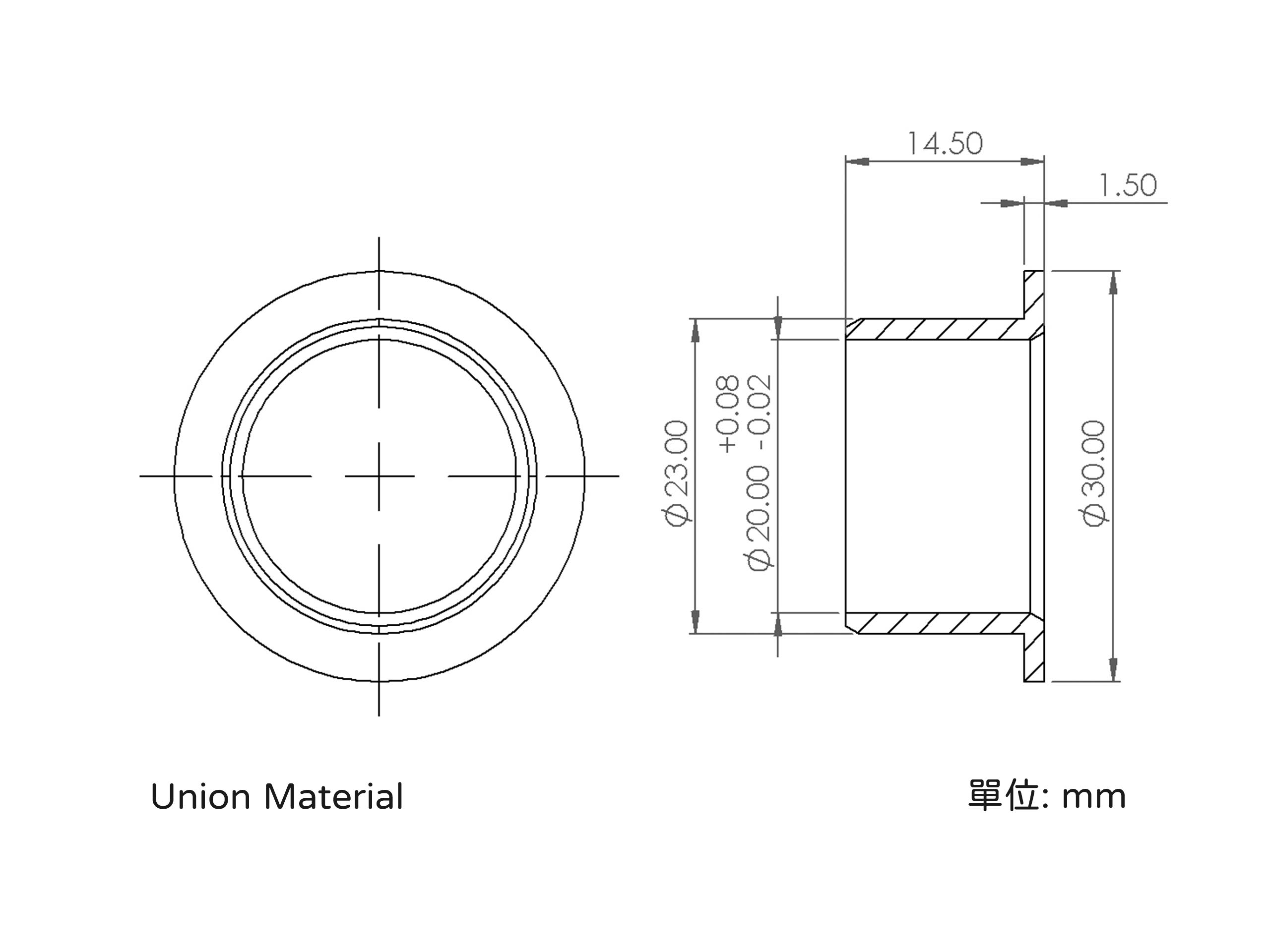 Dimensions - Self-Lubricating Flange Bushing - DFB2023143001-9TK1-v1