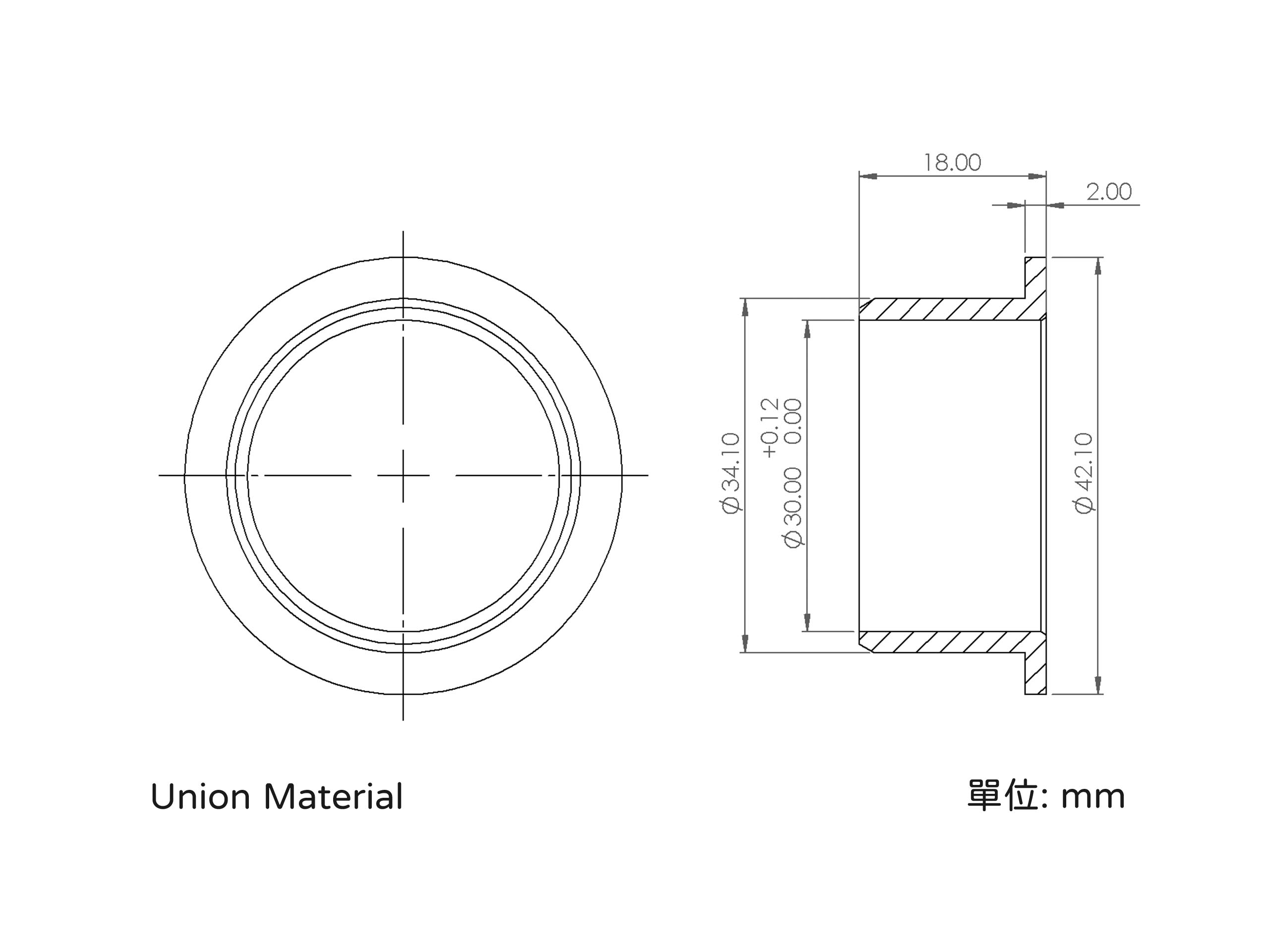 Dimensions - Self-lubricating flange bushing - DFB3034184201-9TK1