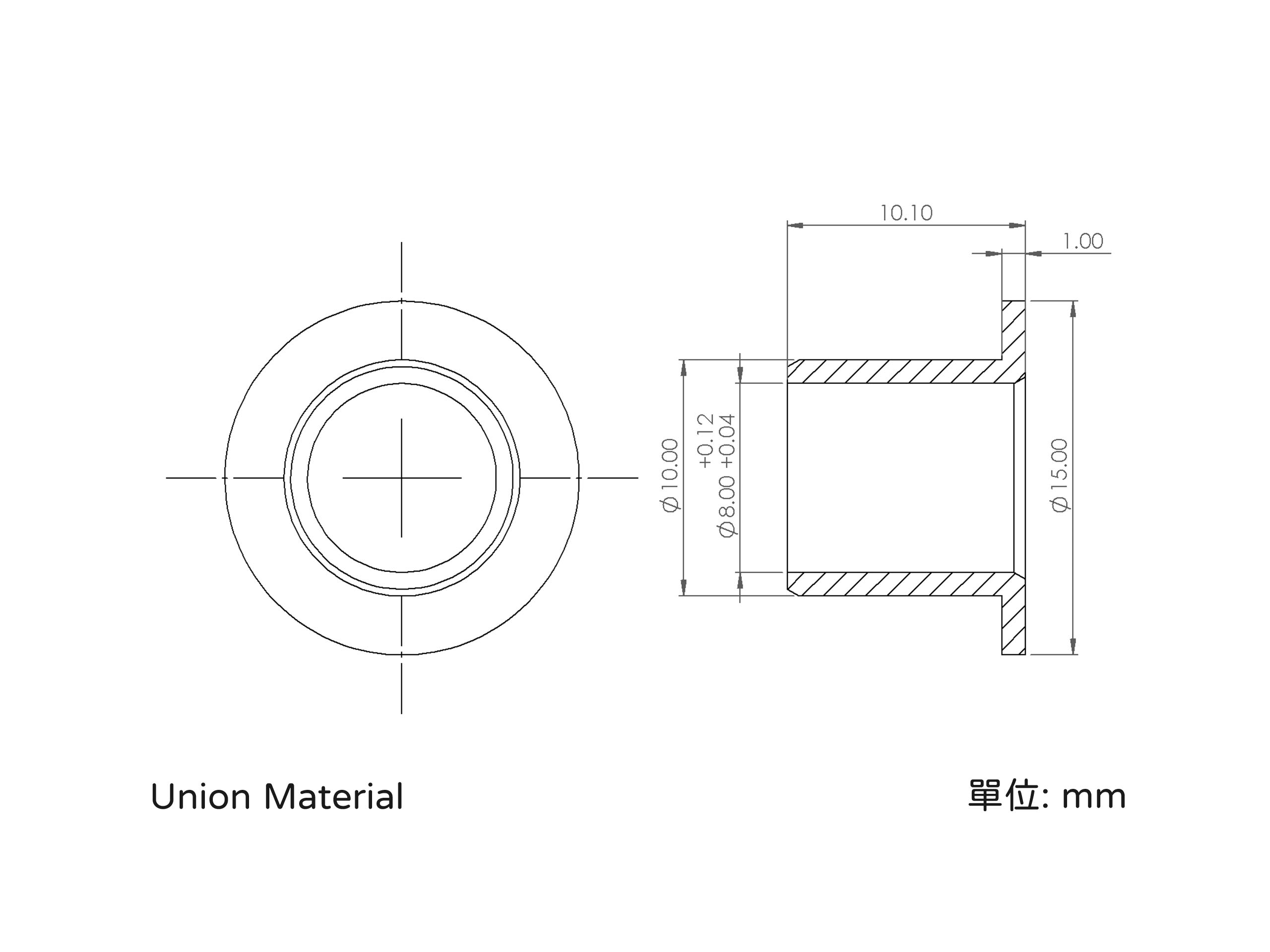 Dimensions - Self-lubricating flange bushing - DFB0810101502-6TY1